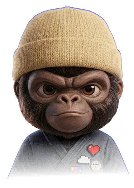 AdsGorilla's beanie-wearing gorilla mascot